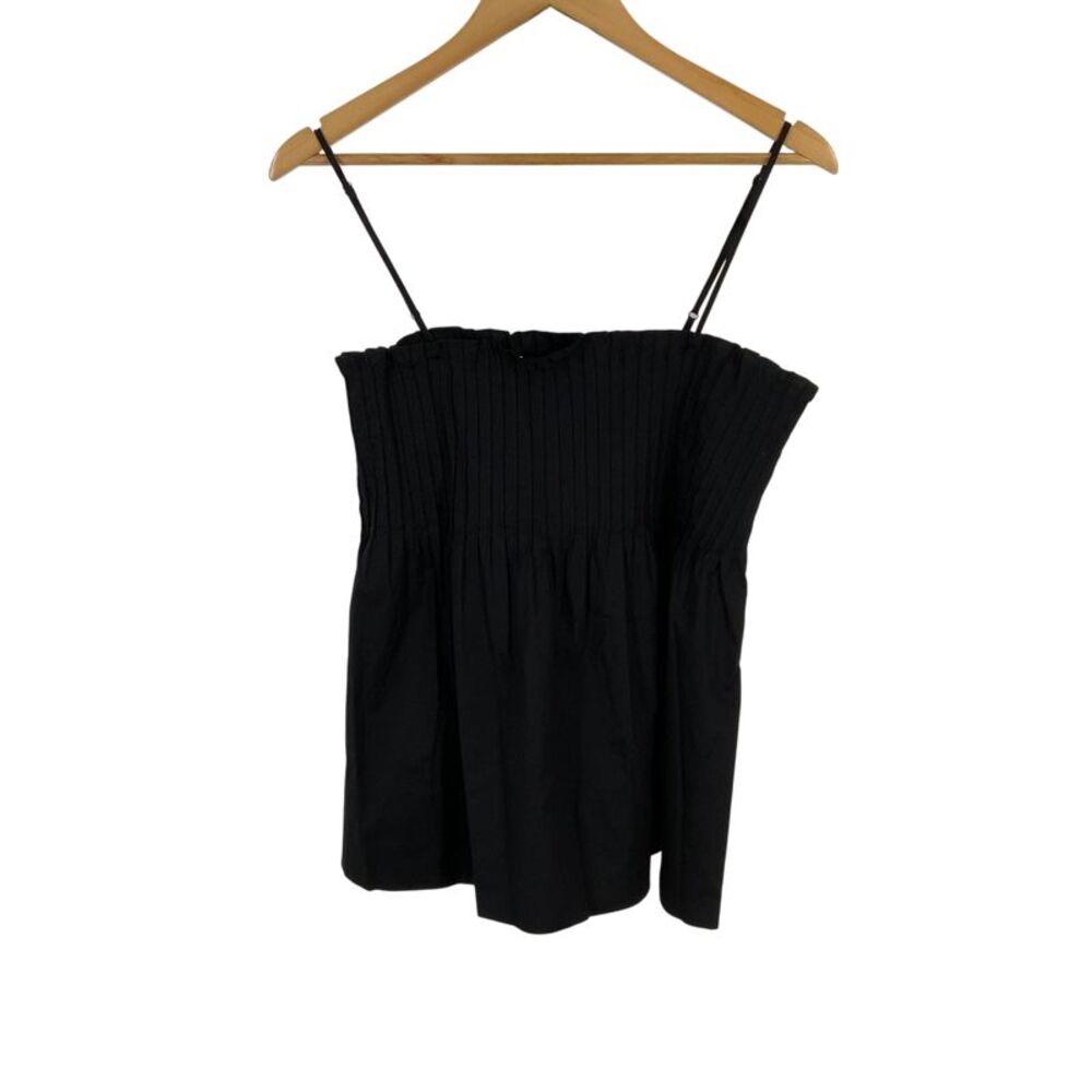 Wayf Women Asalia Poplin Pleated Top Black S
